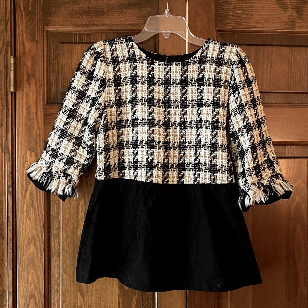 Zara 3/4 sleeve tweed peplum top